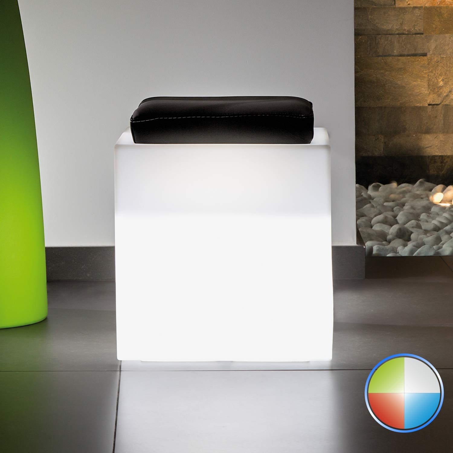 Pouf Square In Resina Quadrato 40x40 CM Led Multicolor Batteria Solare