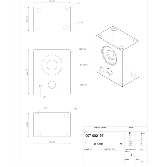 Serbatoio rigido neutro acqua tanica da 48 lt