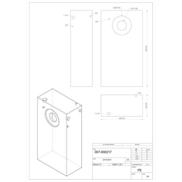Serbatoio rigido neutro acqua tanica da campeggio e nautica 105 lt