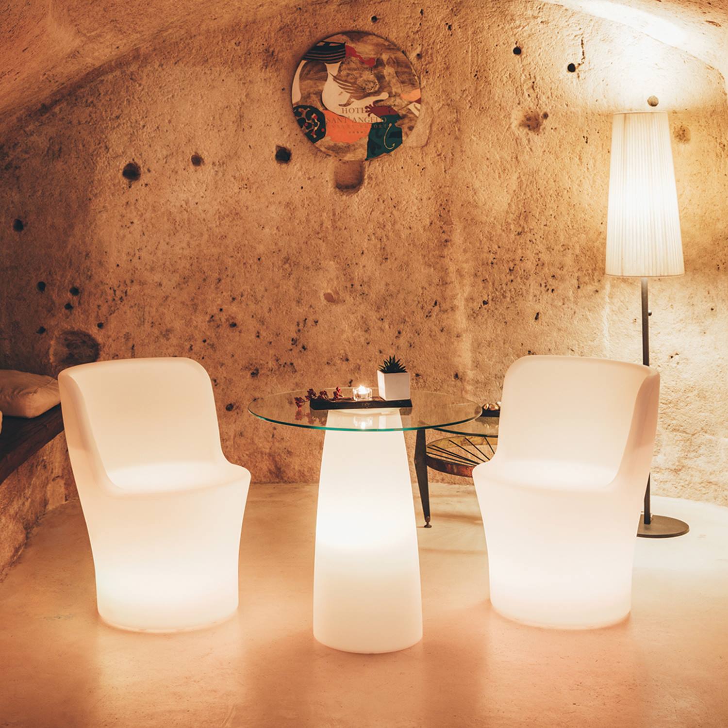 Seduta Comfy Moon con led in resina 60x60 cm