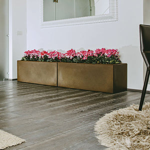 Vaso fioriera in resina rettangolare 40x100 Bronzo mod. Matera