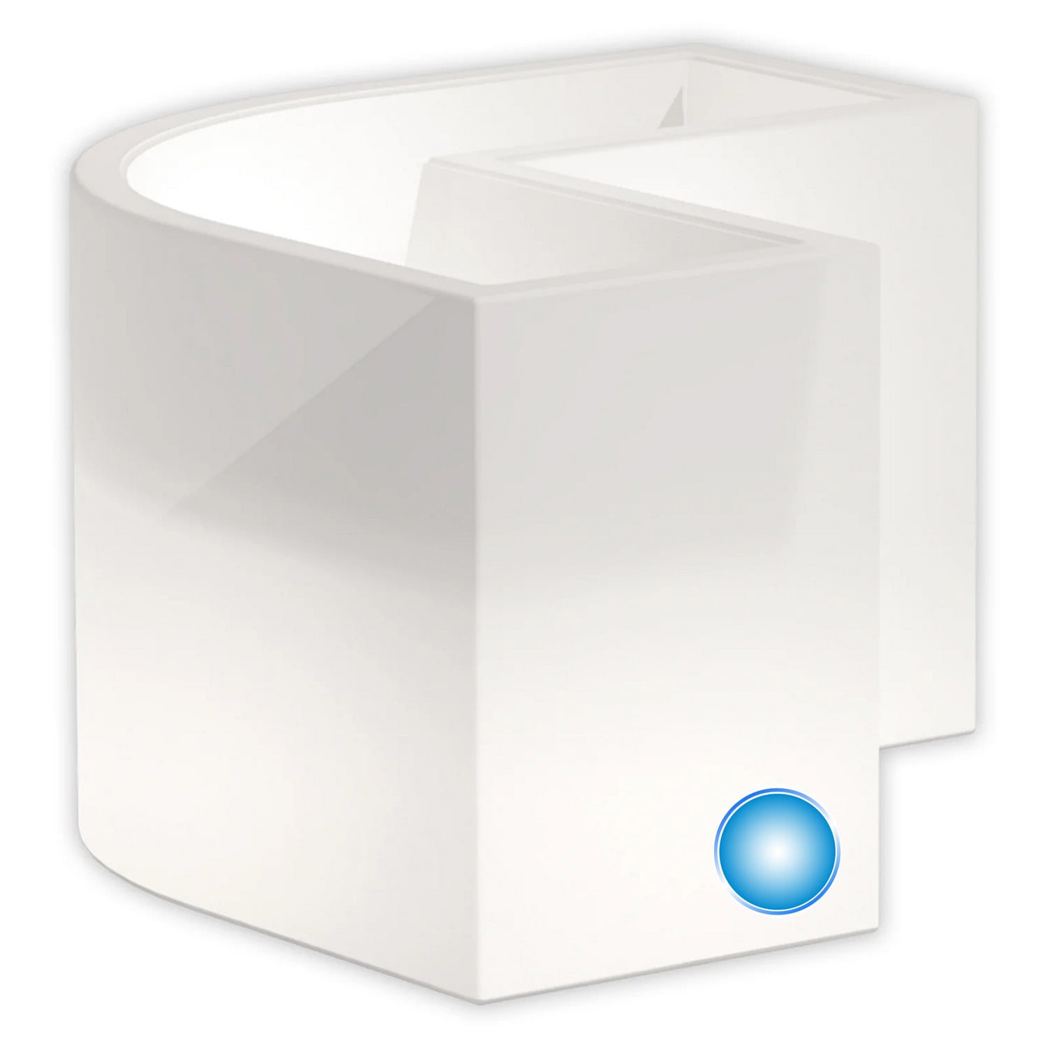Vaso Luminoso Fioriera In Resina Angolare H 50 CM Led Luce Blu mod. Flowerpot Angolare Led