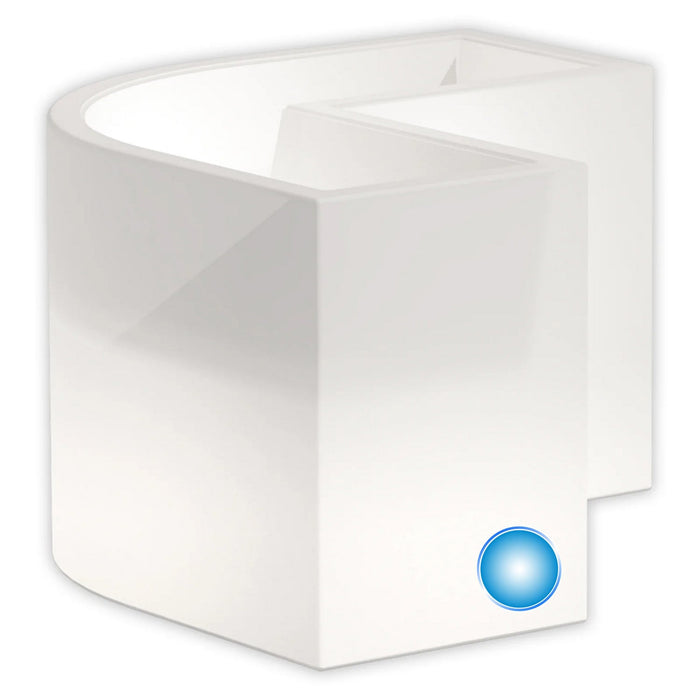 Vaso Luminoso Fioriera In Resina Angolare H 50 CM Led Luce Blu mod. Flowerpot Angolare Led