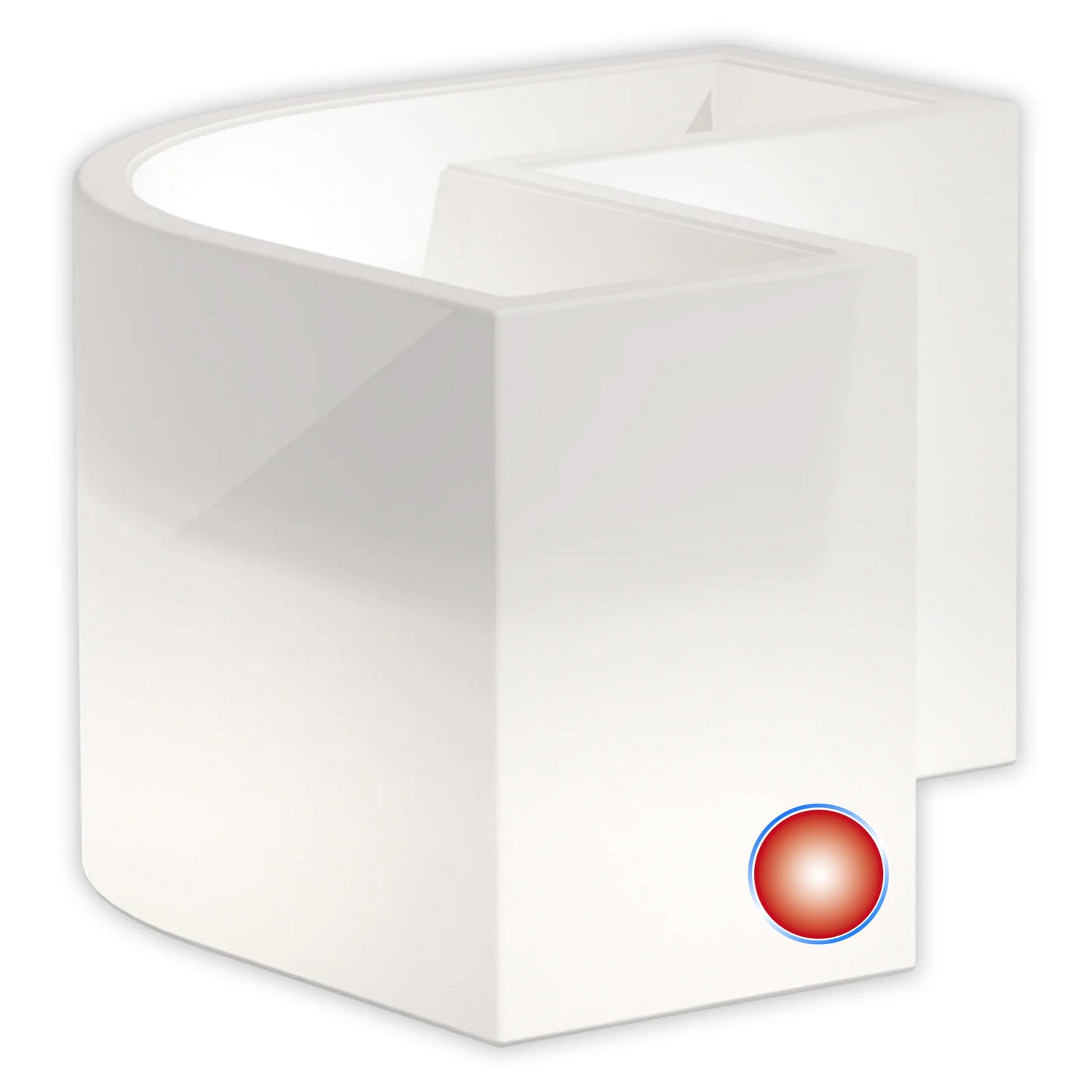 Vaso Luminoso Fioriera In Resina Rettangolare H 50 CM Led Luce Rossa mod. Flowerpot Angolare Led