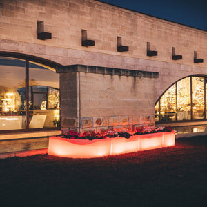 Vaso Luminoso Fioriera In Resina Rettangolare H 50 CM Led Luce Rossa mod. Flowerpot Angolare Led