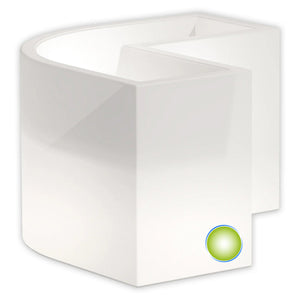 Vaso Luminoso Fioriera In Resina Rettangolare H 50 CM Led Luce Verde mod. Flowerpot Angolare Led