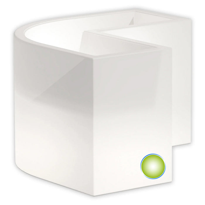 Vaso Luminoso Fioriera In Resina Rettangolare H 50 CM Led Luce Verde mod. Flowerpot Angolare Led
