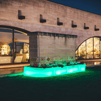 Vaso Luminoso Fioriera In Resina Rettangolare H 50 CM Led Luce Verde mod. Flowerpot Angolare Led