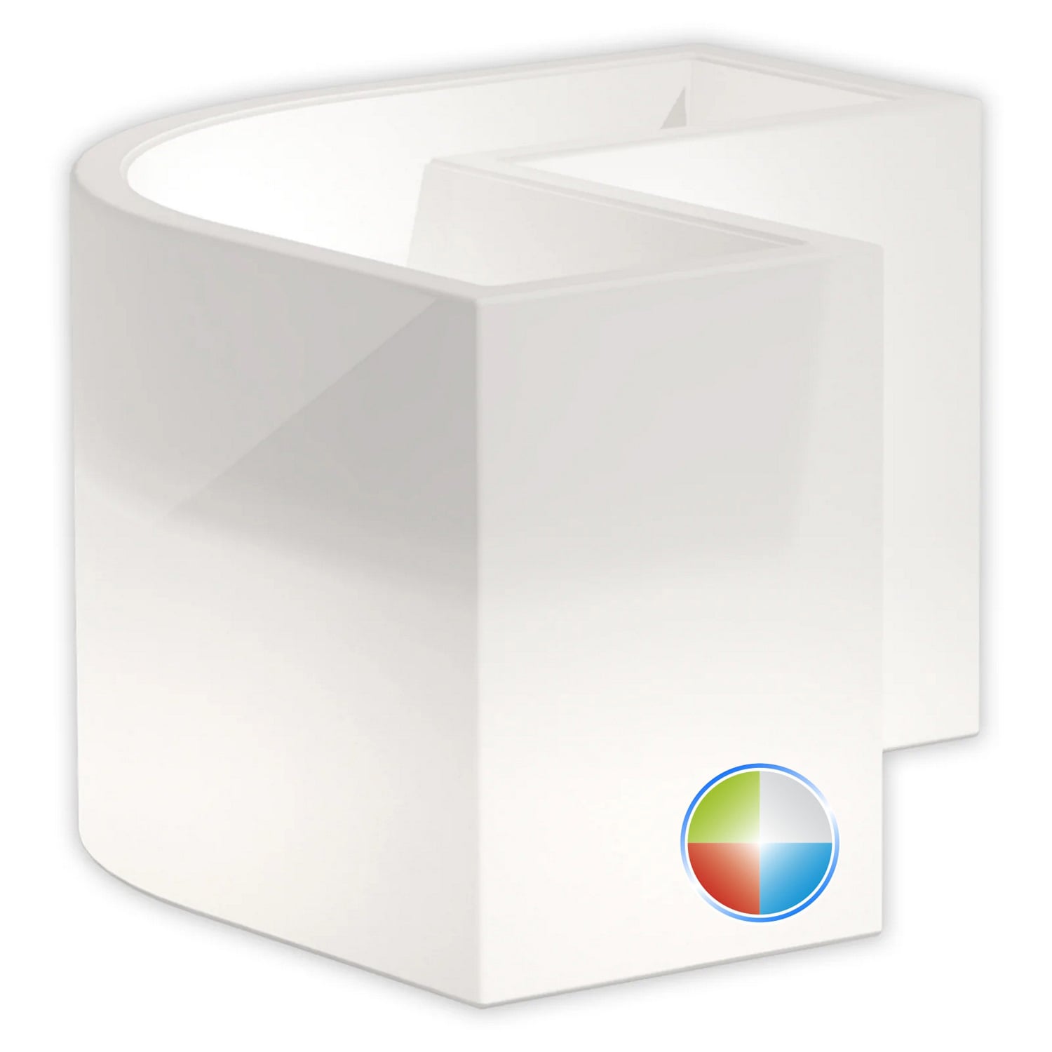 Vaso Luminoso Fioriera In Resina Rettangolare H 50 CM Led Multicolor Cavo mod. Flowerpot Angolare Led