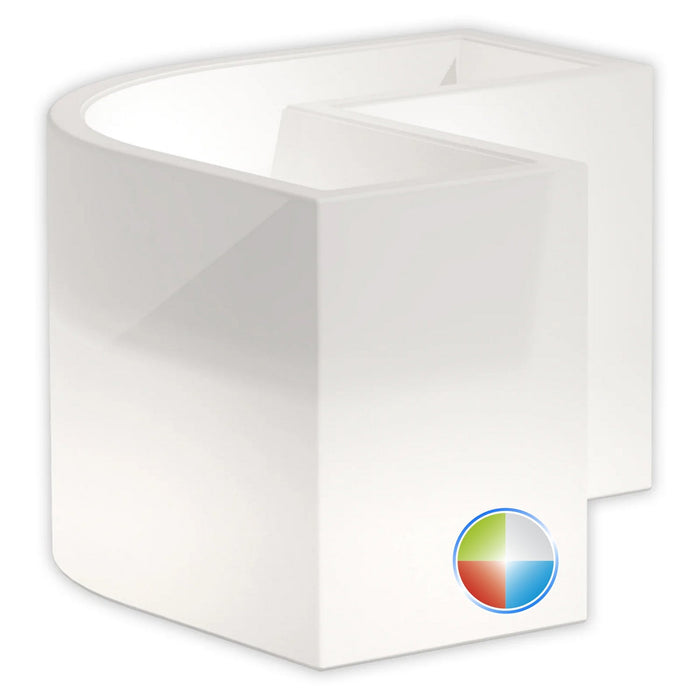 Vaso Luminoso Fioriera In Resina Rettangolare H 50 CM Led Multicolor Cavo mod. Flowerpot Angolare Led