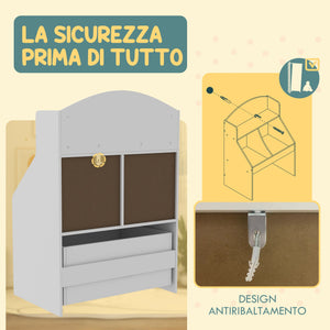 Libreria per Bambini 2 Livelli con Cassetto 62x40x88 cm Bianco