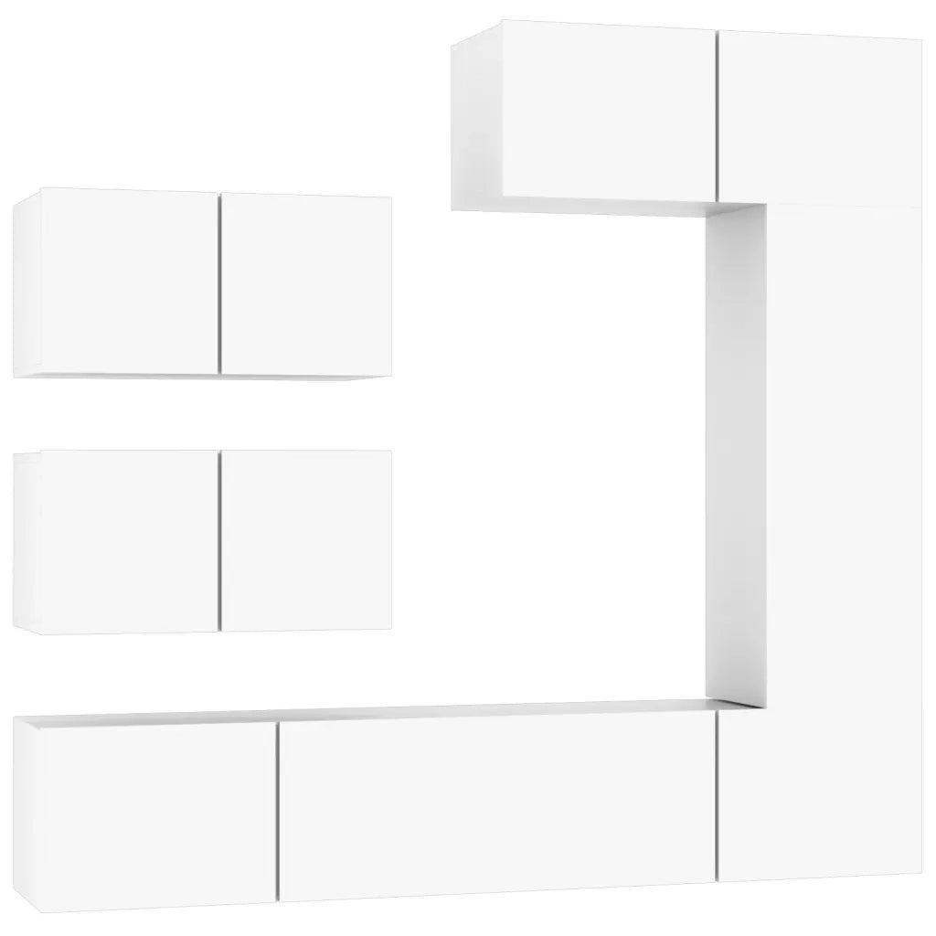 Set di Mobili Porta TV 6 pz Bianco in Legno Multistrato cod mxl 14746