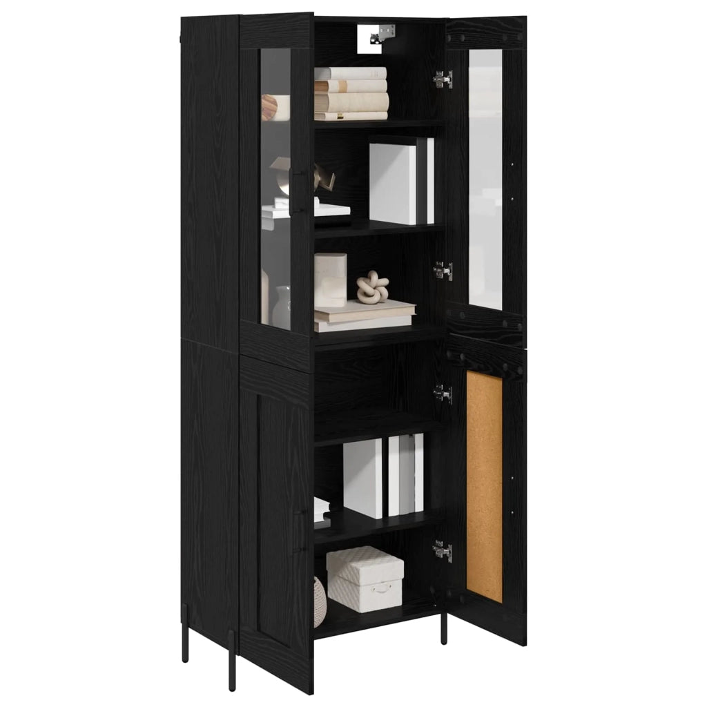 Credenza | Madia | Buffet da pranzo | Armadio da pranzo Rovere Nero 69,5 x 34 x 180 cm Legno multistrato