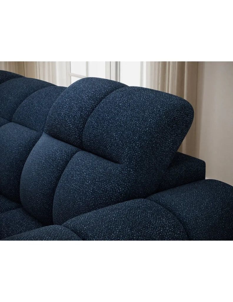 Divano ad angolo elettrico FANOTI 3 posti blu scuro – angolo sinistro