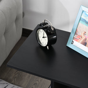 Tavolino da Salotto a C 45x35x58 cm con 2 Ripiani e 4 Ruote Girevoli Nero