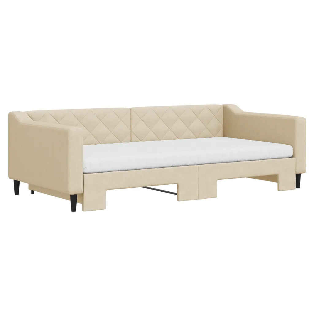 Divano Letto Estraibile con Materassi Crema 100x200 cm Tessuto 3197453