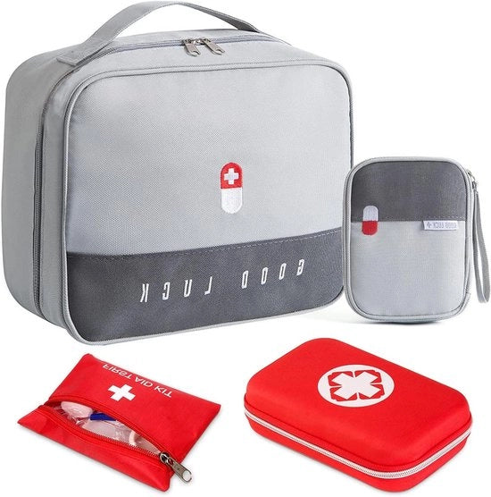 Set di Primo Soccorso 4 pezzi - Kit Medico da Portare per Emergenze in Casa, in Campeggio, in Cammino