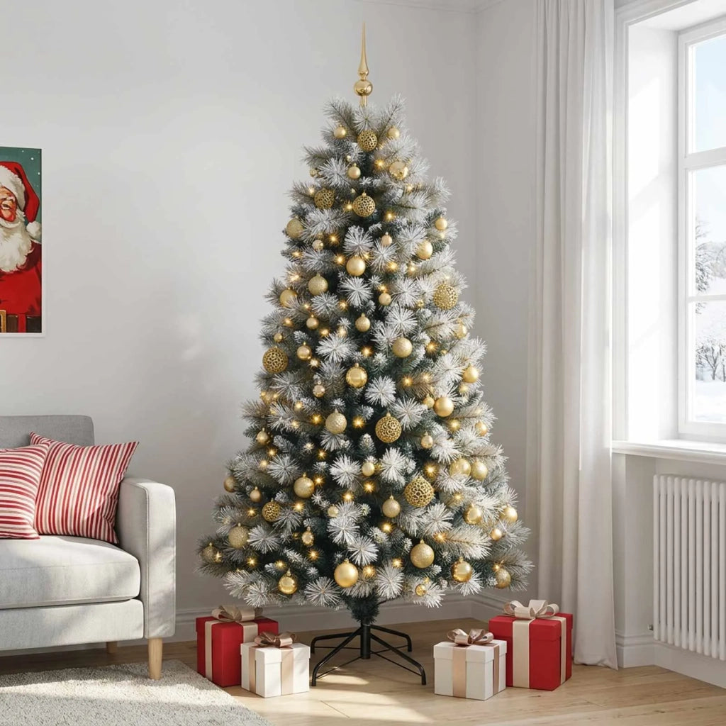 Albero di Natale artificiale con rami snodati e palline 240 cm 3466624