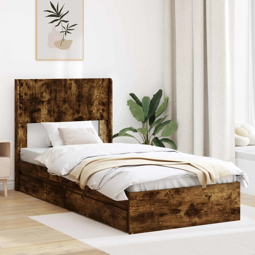Struttura del letto con stoccaggio e testata 3 pcs-Giroletto con contenitore 109639