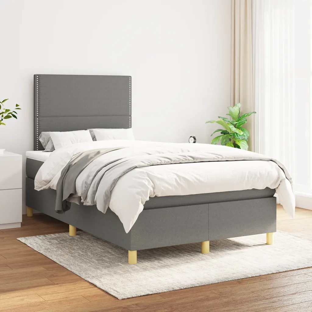 Giroletto a Molle con Materasso Grigio Scuro 120x190cm Tessuto 3269924