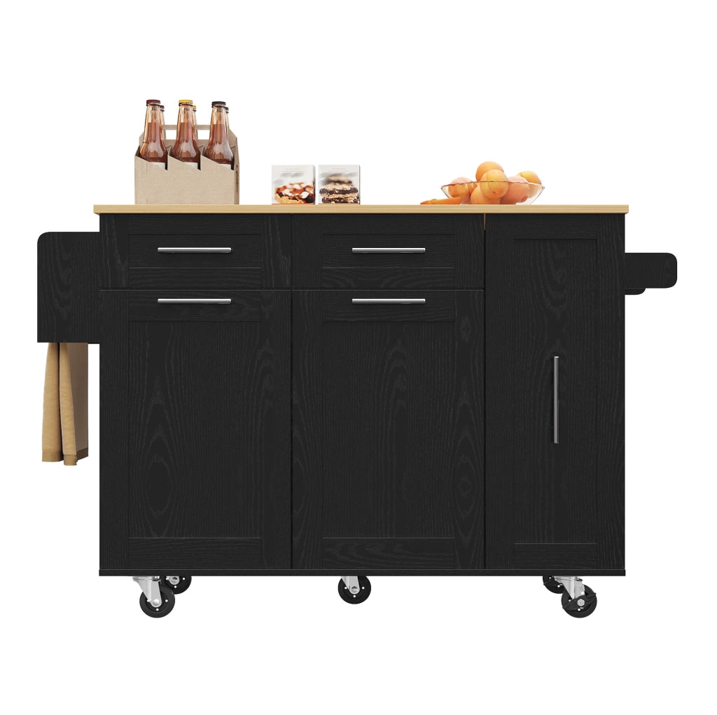 Isola cucina 110x46x90;5 cm pieghevole; in MDF e metallo; nero