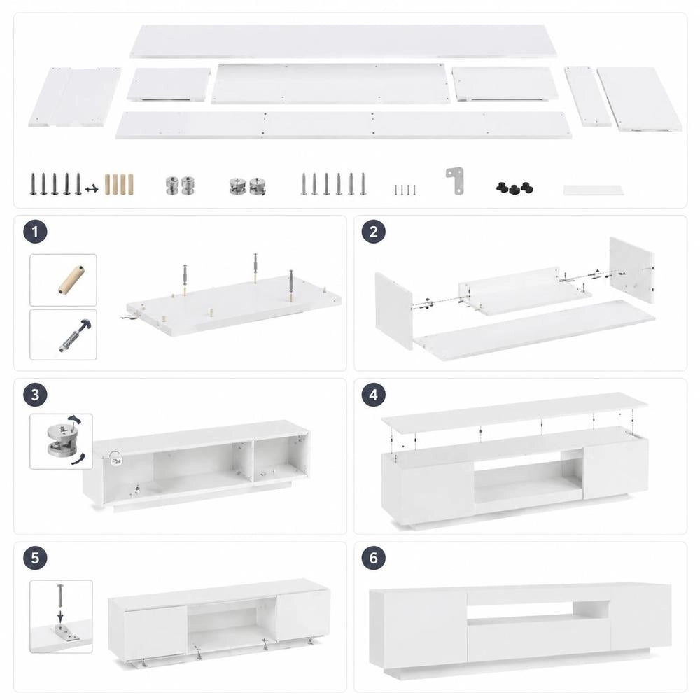 TV Cabinet With LED Lights White 160x35x40 Cm