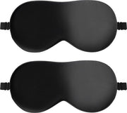 Slaapmasker 2 pezzi - ombrello per gli occhi in cotone - ombrello per gli occhi morbido per dormire - design oscurante - cinturino regolabile - sacco a pelo per viaggiatori (nero)