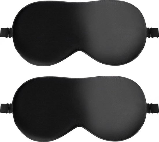 Slaapmasker 2 pezzi - ombrello per gli occhi in cotone - ombrello per gli occhi morbido per dormire - design oscurante - cinturino regolabile - sacco a pelo per viaggiatori (nero)