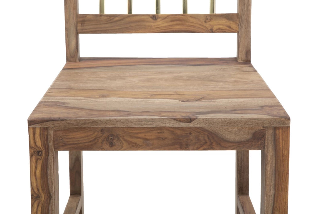 Set 2 Sedie 45x50x100 cm Elegant Sheesham in Legno Naturale e Oro