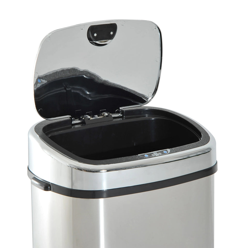 Cestino per Rifiuti 68L con Apertura Automatica e Manuale ¨C Zephmum ¨C 40,5x29,5x78 cm Argento