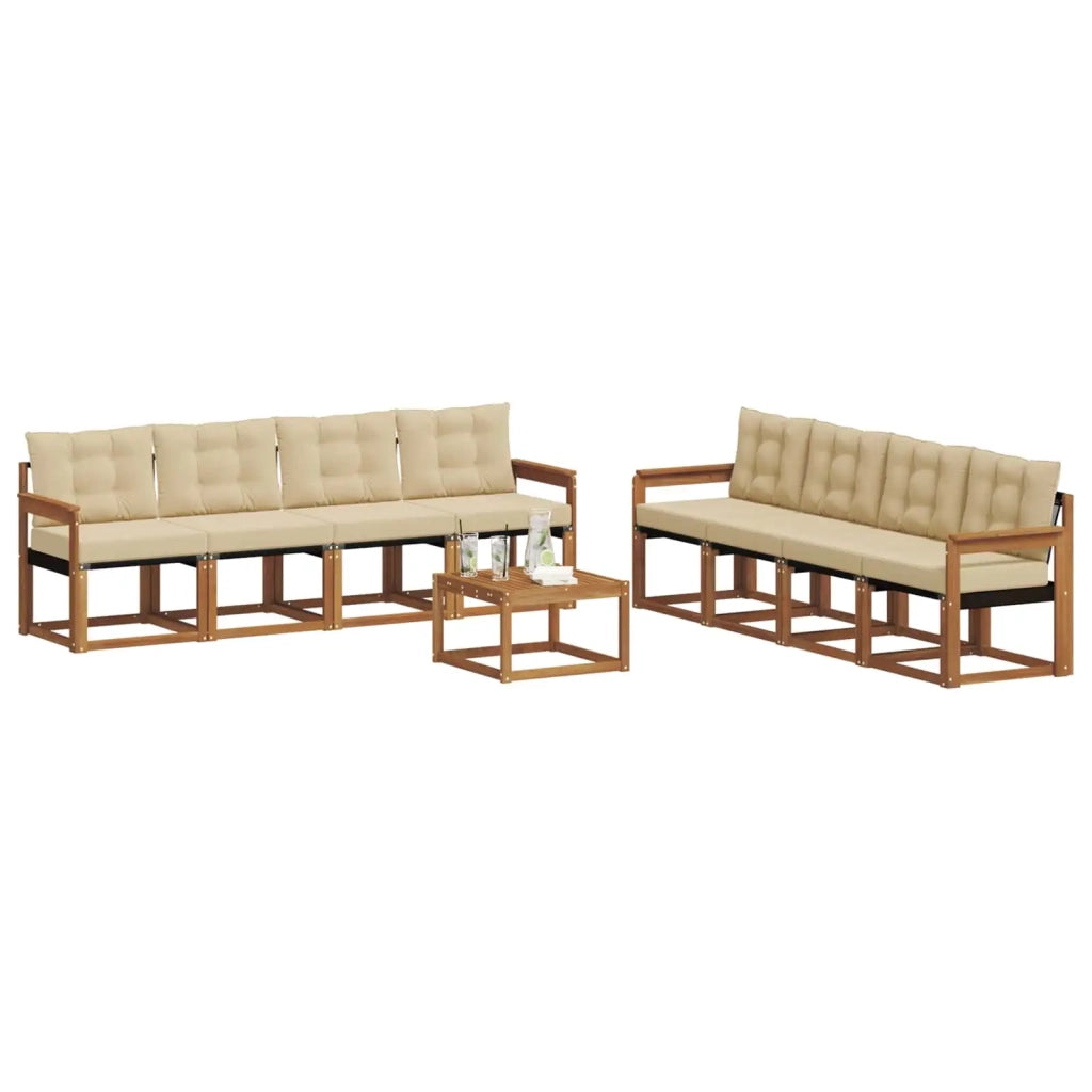 Set di divani da esterno con cuscino 9 pcs Naturale e Beige 3368516
