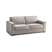 Divano Letto Adalberto, Divano a 3 posti, Made in Italy, SofÒ  Soggiorno con apertura girevole, in tessuto imbottito, con Braccioli slim, cm 200x95h90, Tortora