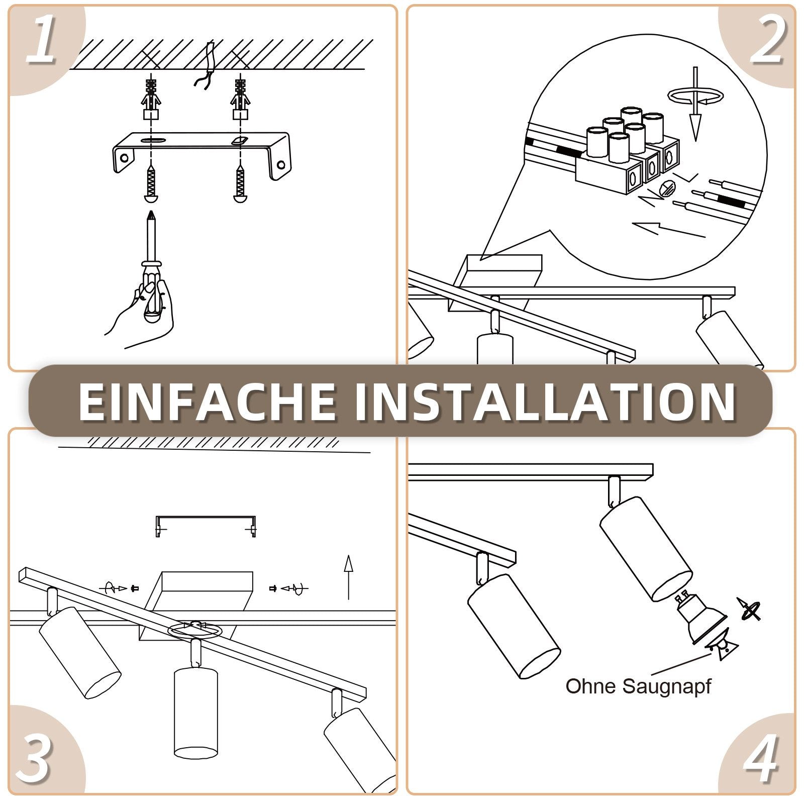 ZMH Faretto da soffitto 5 fiamme bianco GU10 faretti lampada da soffitto per camera da letto