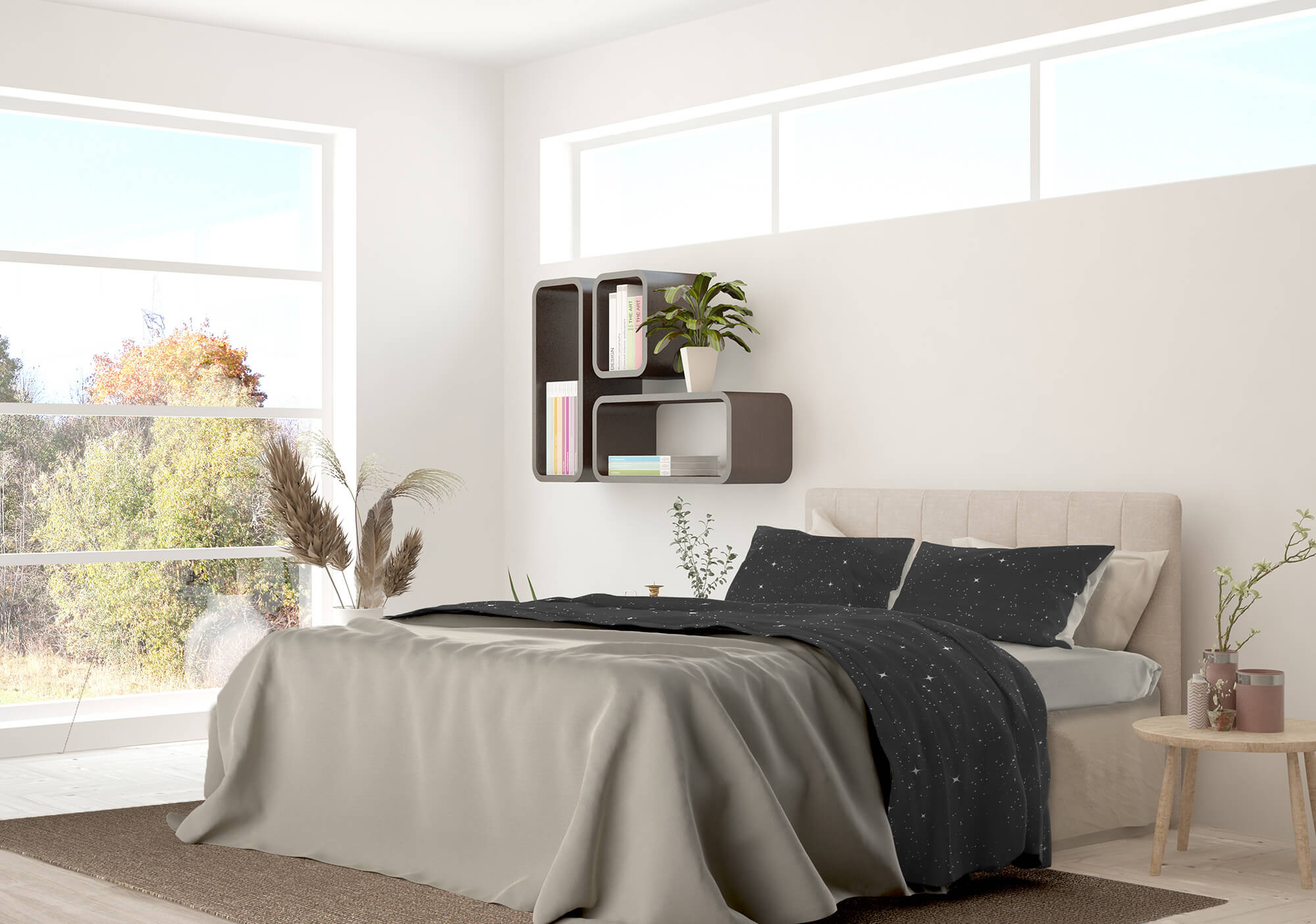 Set Lenzuola 1 Piazza e Mezzo con Stampa Sopra Sotto e Federe Stars Grigio