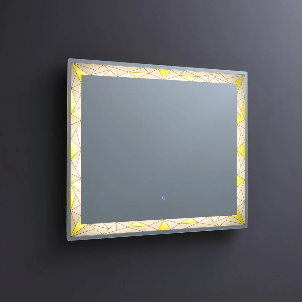 Specchio 90x70 con inserti satinati e led