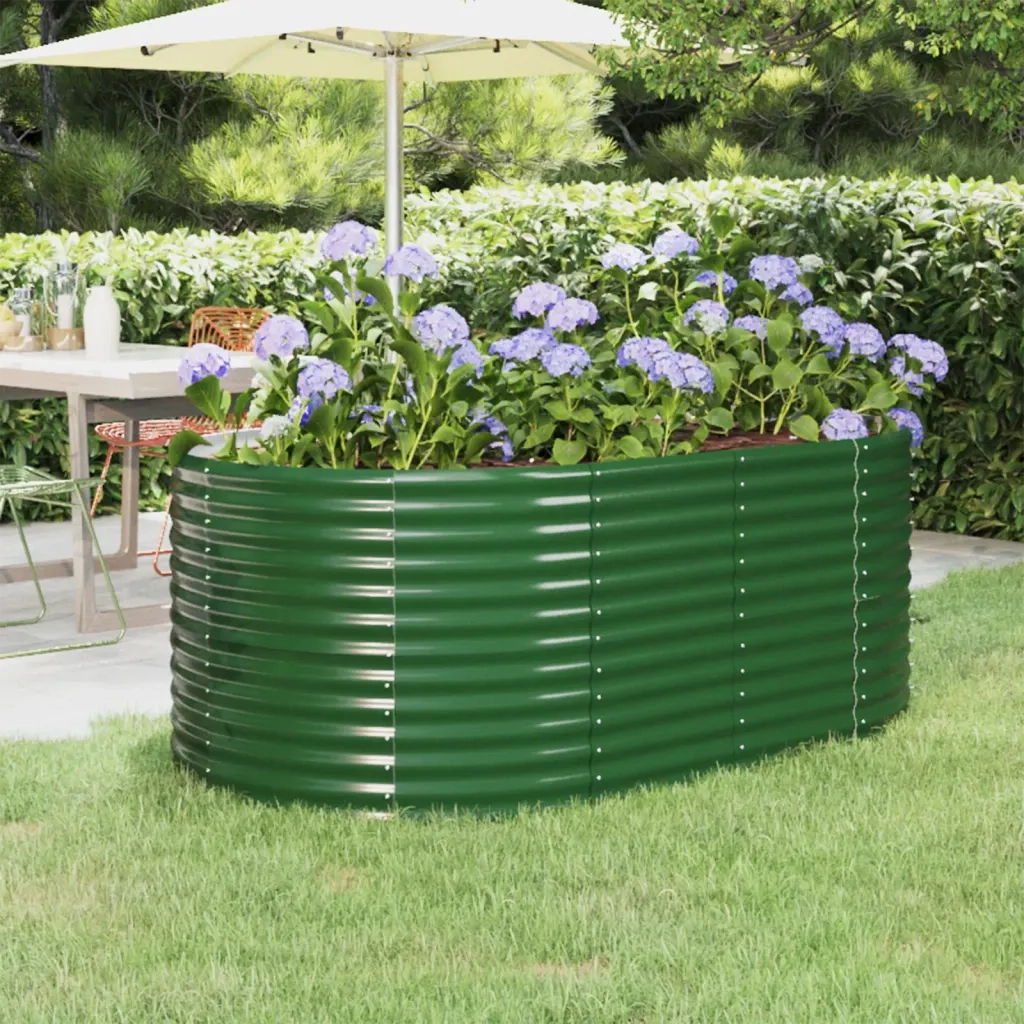 Fioriere | Cassetta per fiori | Letto Giardino Acciaio Zincato 175x100x68 cm Verde