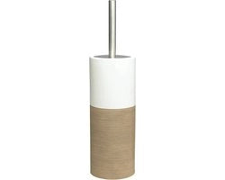 Spazzola per il water con supporto - elegante e funzionale - 1 pezzo - sabbia - porcellana - 10,1 x 38,3 x 10,1 cm