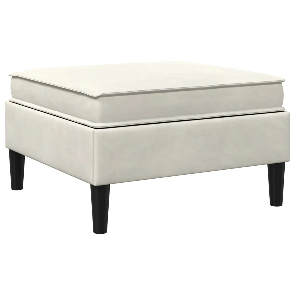 Pouf con Storage Crema Velluto