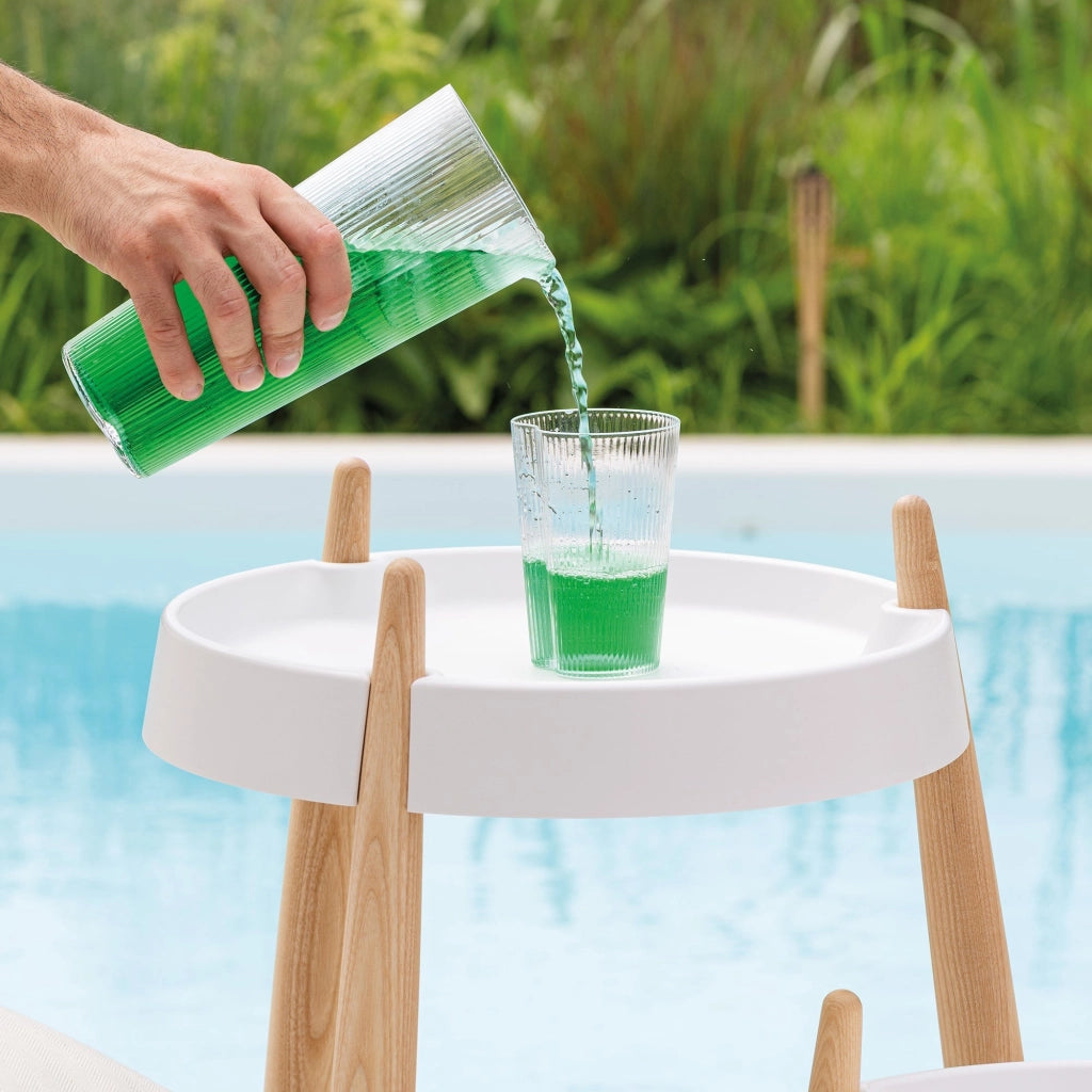 Handy Caraffa in Vetro Soffiato Trasparente con Decorazione a Solchi Verticali Elegante e Raffinata per Acqua Vino e Bevande Fredde Design Moderno