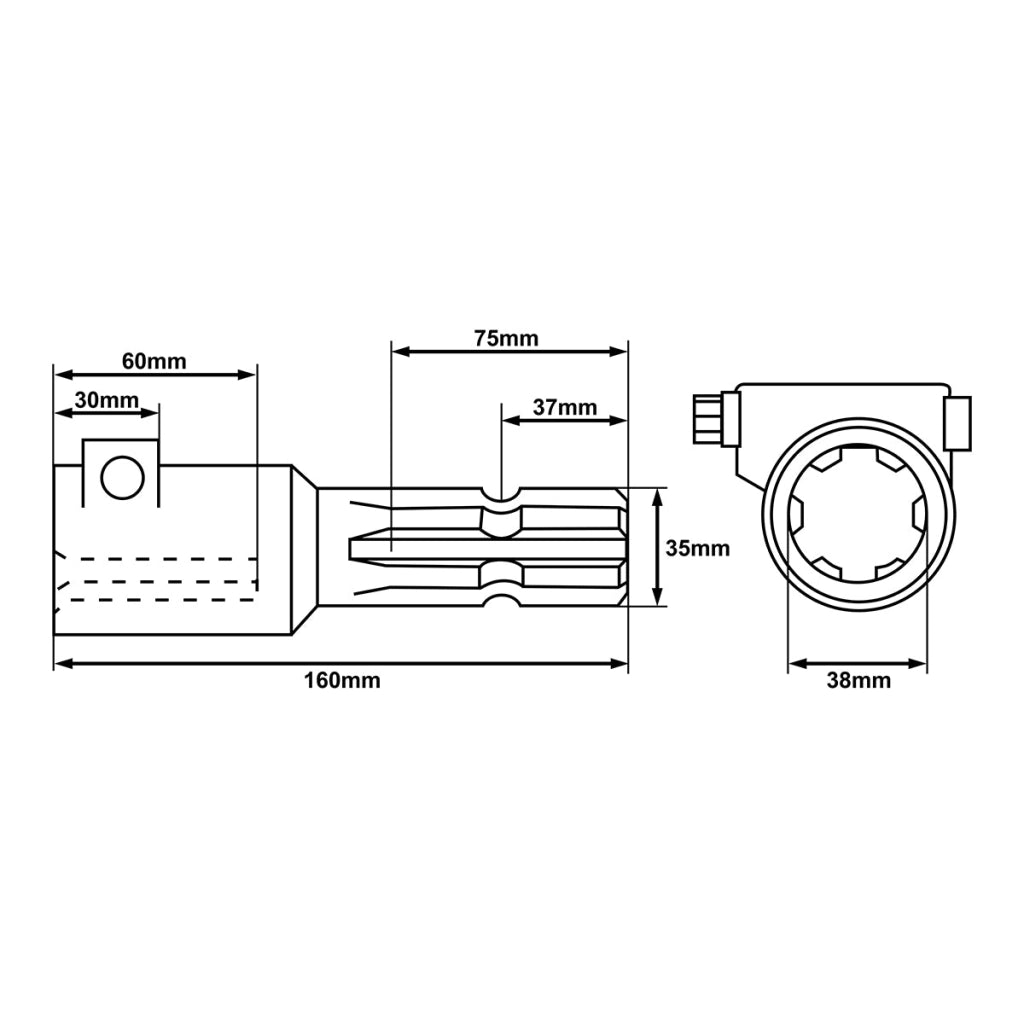 Riduzione per presa di forza da 1 3/8-Z8 a Z6 lunghezza 160 mm