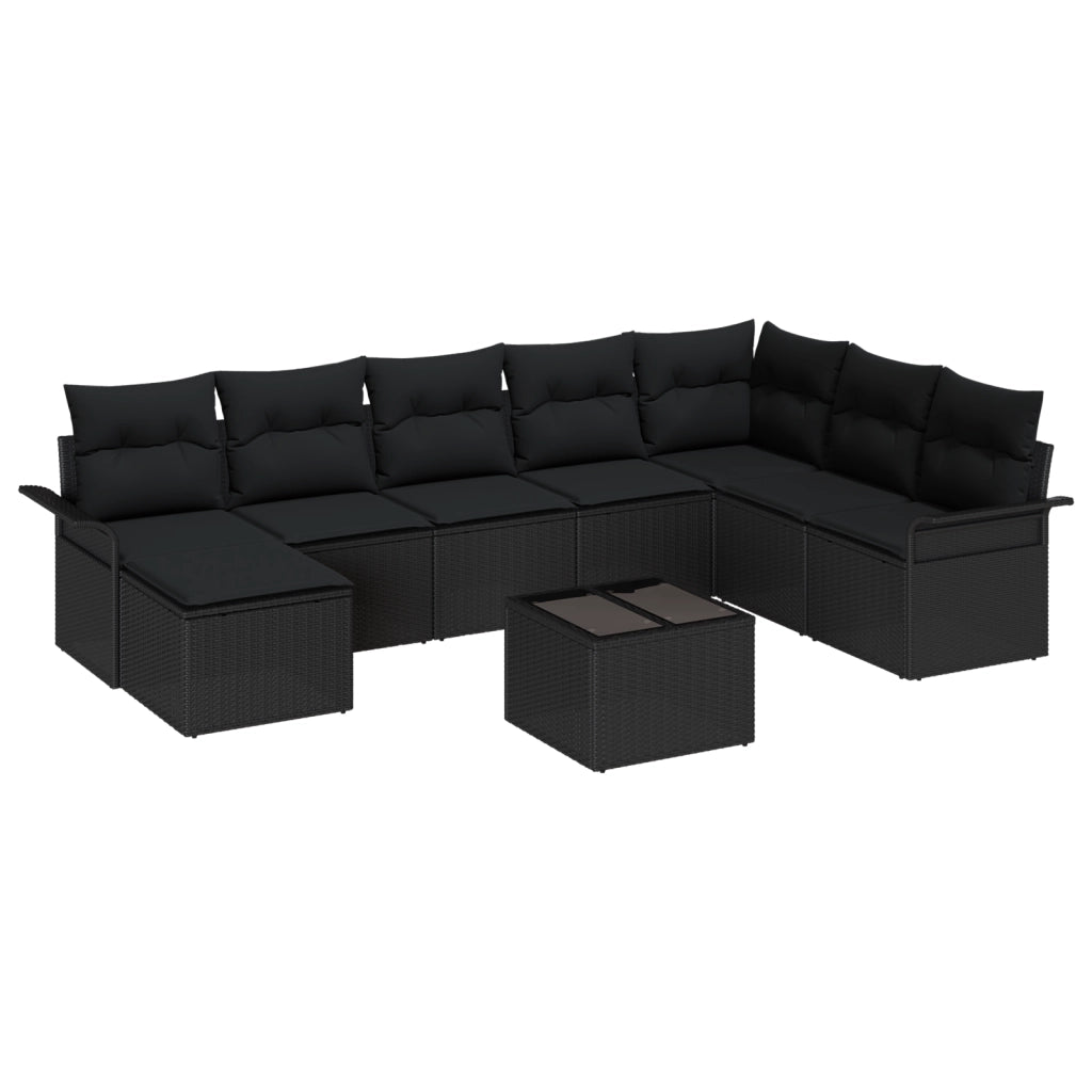 Set di divani da giardino composto da 9 pezzi in polyrattan beige