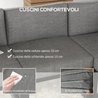 Salotto da Giardino con Divano e Tavolino in Alluminio con Cuscini Imbottiti, Grigio