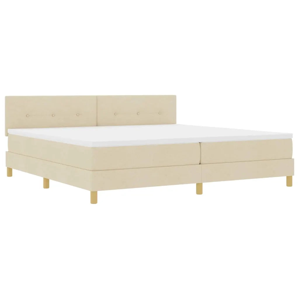 Letto a Sorgente LED con materasso Crema 200 x 200 cm Tessuto