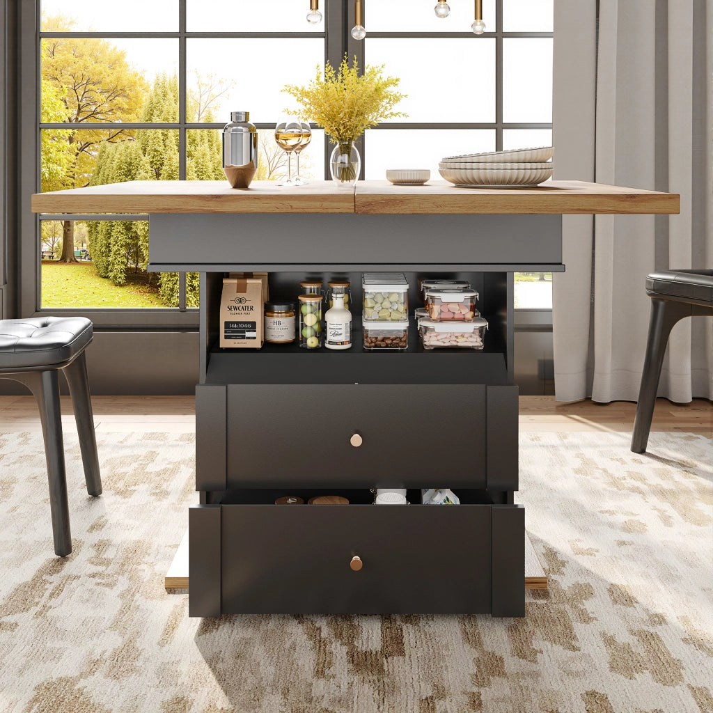 Tavolo da pranzo estensibile con piano ribaltabile; vano contenitore nascosto; per cucina e soggiorno; 110 × 80 × 75 cm