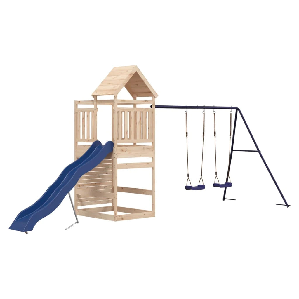 Area giochi all'aperto con altalene scivolo e robuste strutture per arrampicarsi  attrezzatura da gioco da giardino 525 x 199 x 249 cm legno di pino massiccio 02_0004663