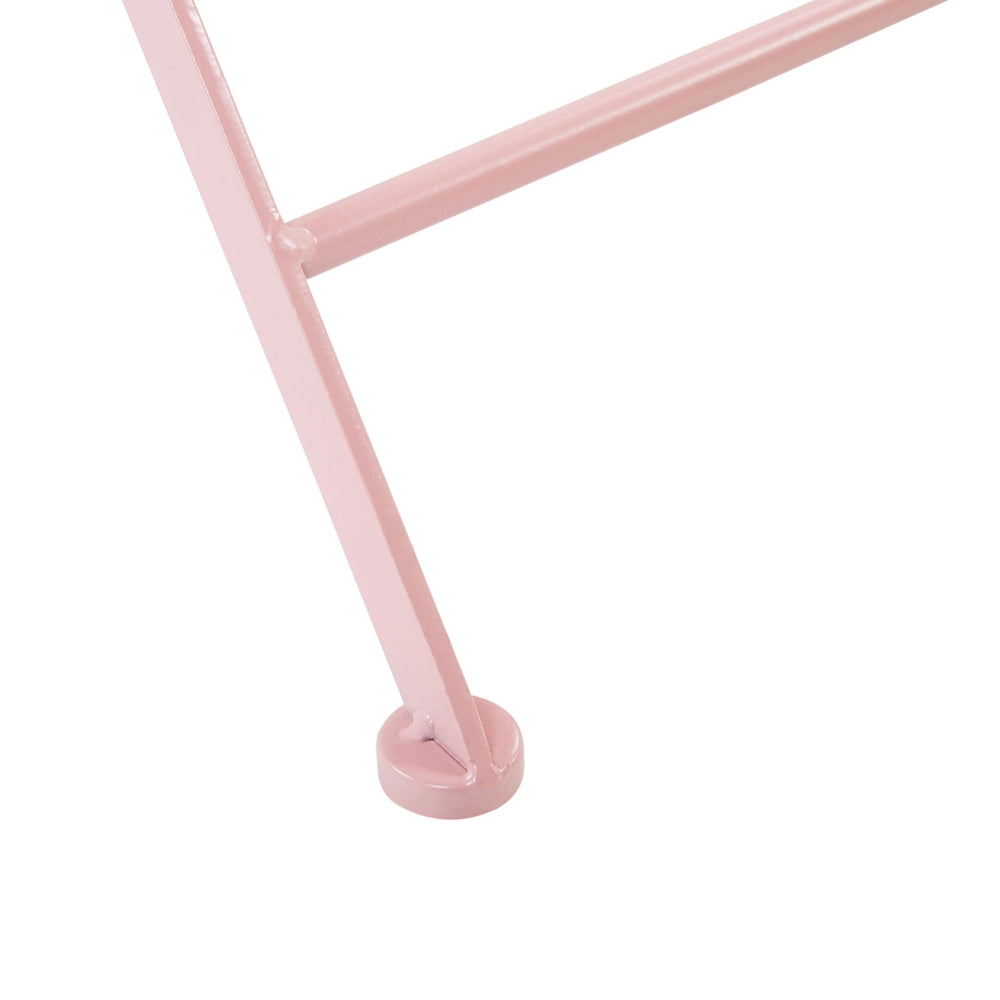Set da esterno di 2 sedie con schienale a volute in metallo verniciato a polvere rosa