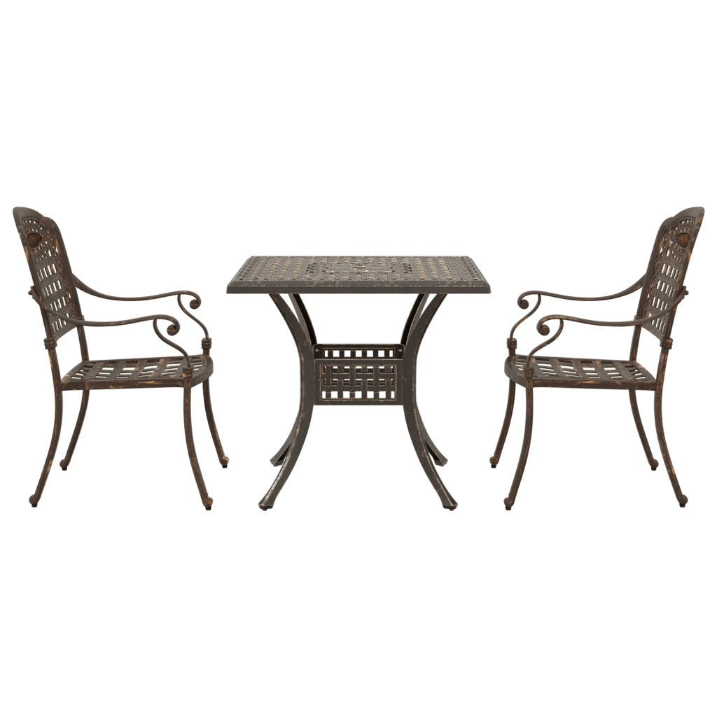 Set Bistro da Giardino 3 Pezzi in Alluminio Bronzeo