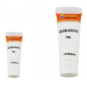 Trade Shop - Set 6 Pezzi Pittura Acrilica Vernice Confezione Colore Bianco Tubo 75 Ml 07485 -