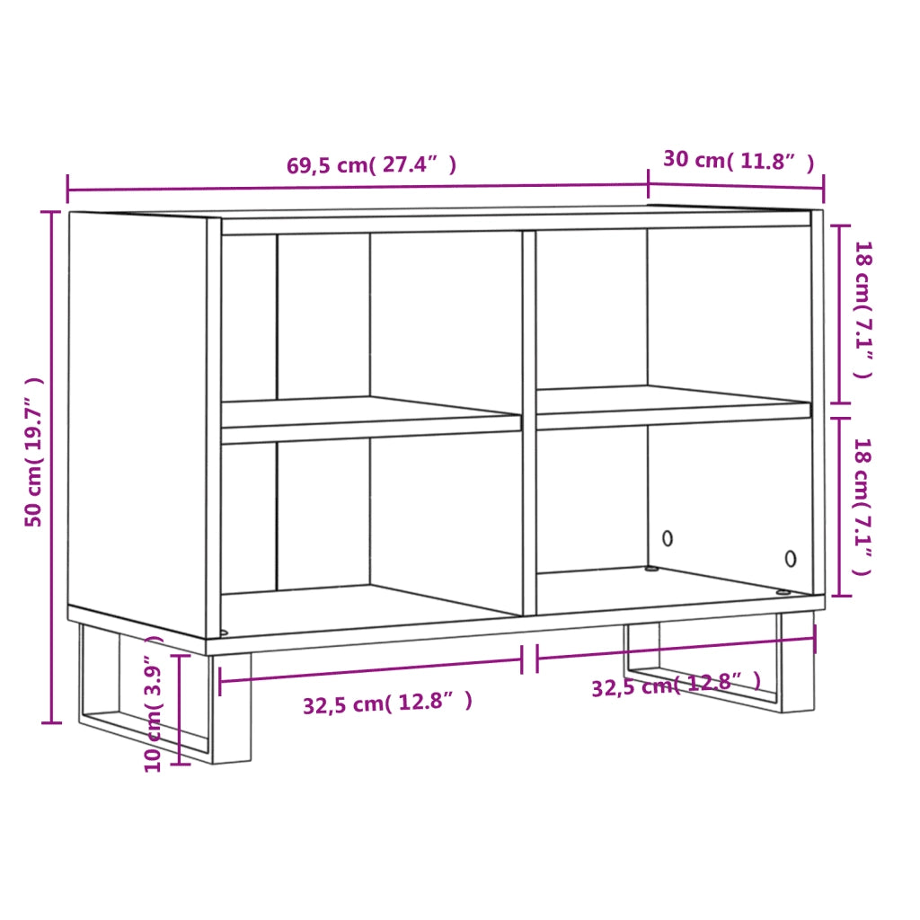 Mobile Porta TV Bianco 69,5x30x50 cm in Legno Multistrato