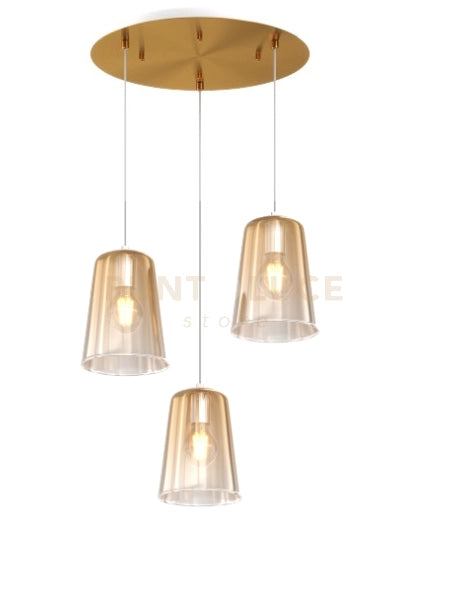 SOSPENSIONE OTTONE SAT. TONDA 3 LUCI AMBRA 1164OS-S3 T-AM